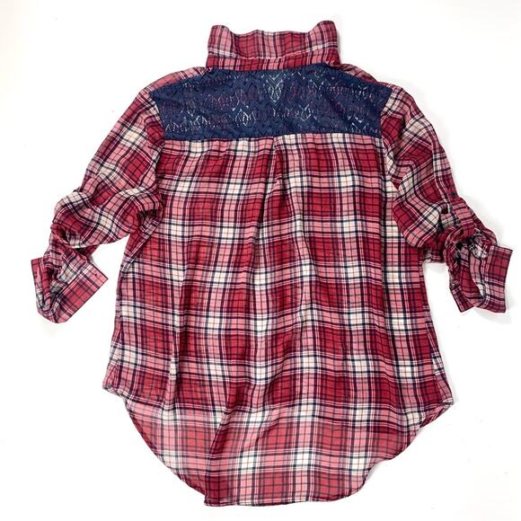 Plaid Sheer Button Down - Picture 2 of 7